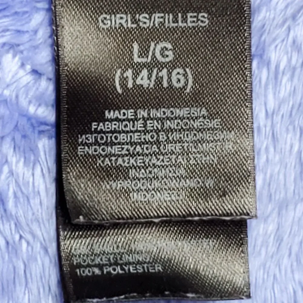 The North Face Girls L 14/16 Denali Fuzzy Jacket With Herringbone Blue